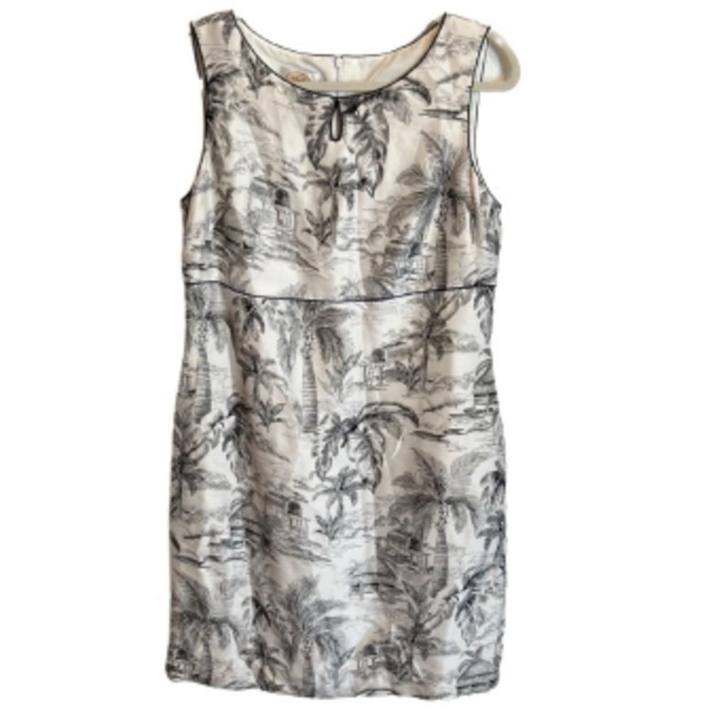 Talbots pure silk sleeveless printed midi sheath dress size 10